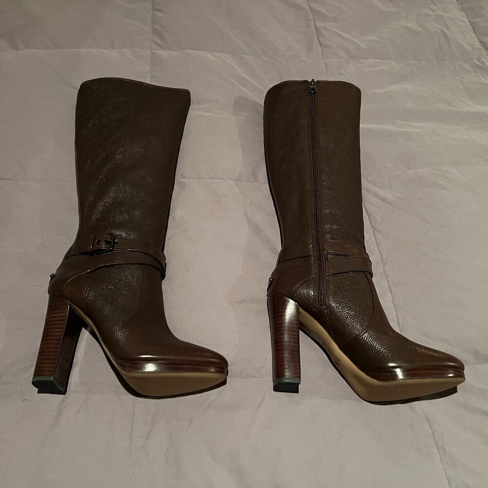 Coach Brown Leather High Heel Boots - 7.5M